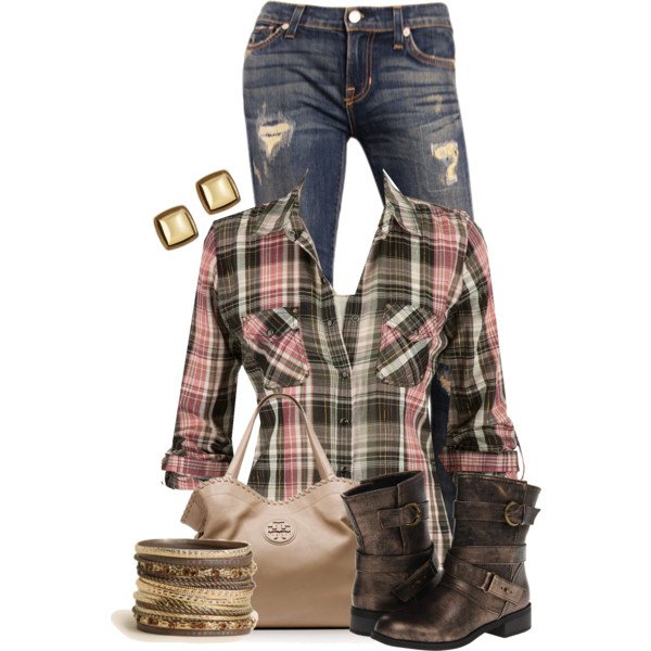 Plaid Blouse Outfit for Fall