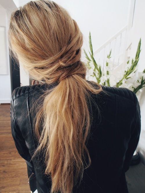 Pretty Messy Lower Ponytail Hairstyle