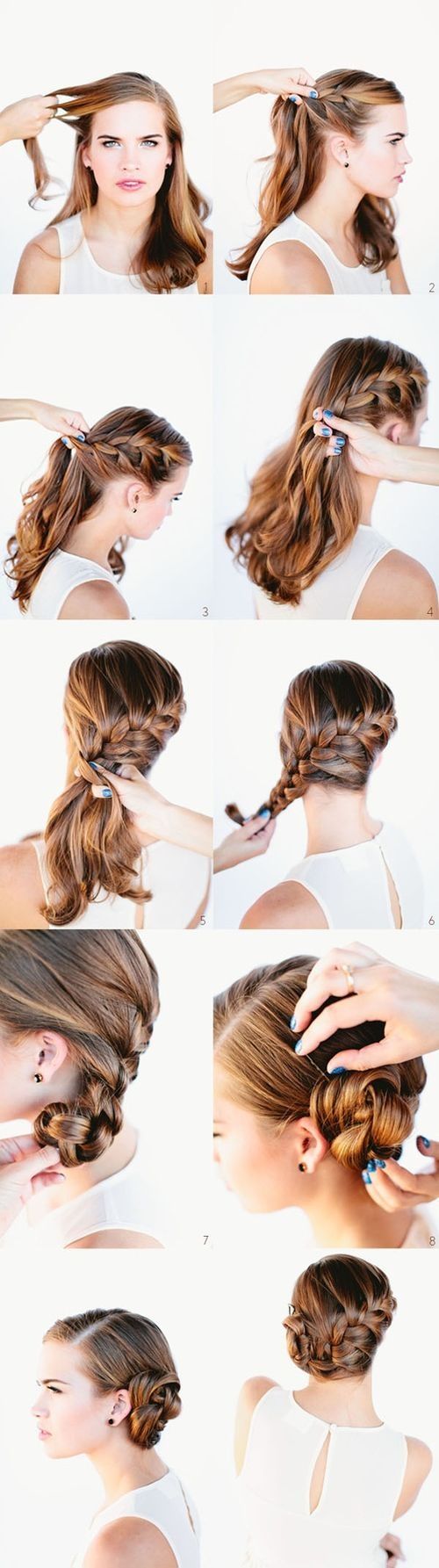 Side French Braid Updo Hairstyle