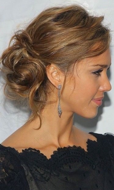 Side-swept Messy Bun Hairstyle