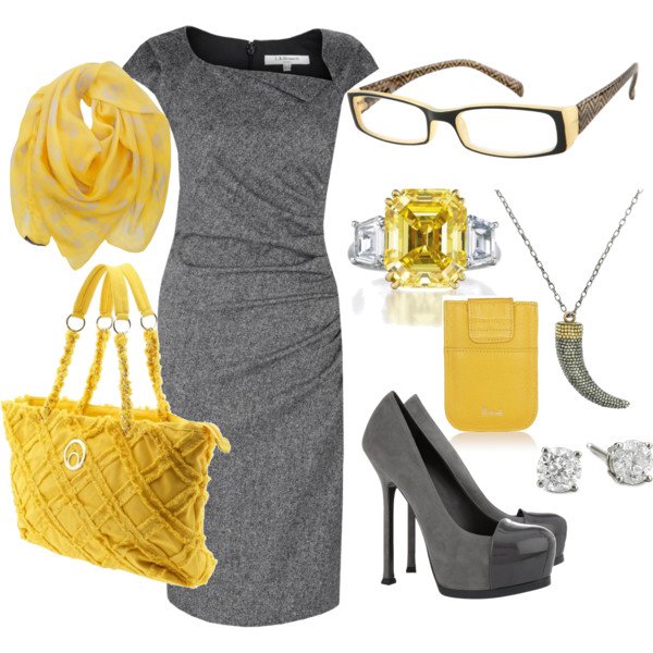 Stylish Grey and Yellow Outfit for Women