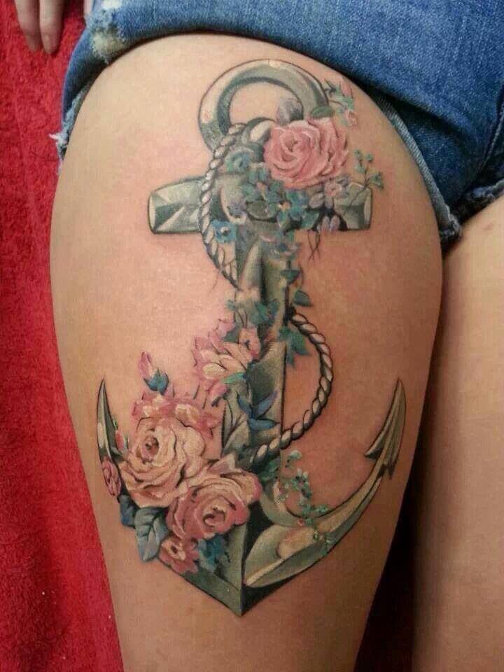 Thigh Anchor Tattoo