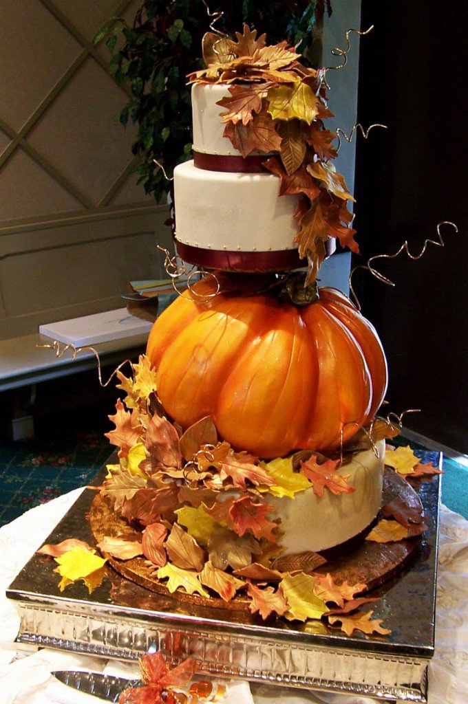 Wedding Cake with A Pumpkin