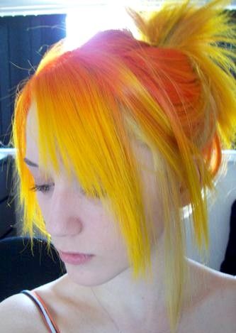 Yellow and Orange Hairstyle With Bangs
