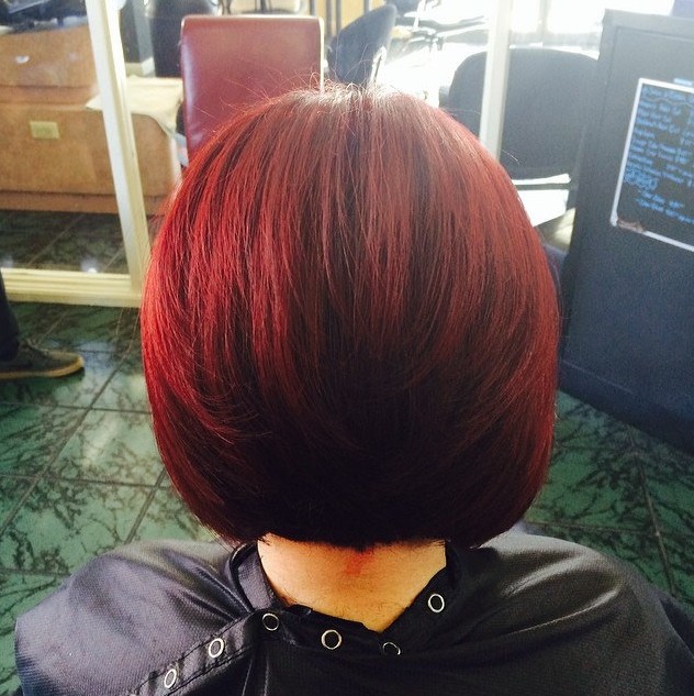 Back View of Red Bob Hairstyle