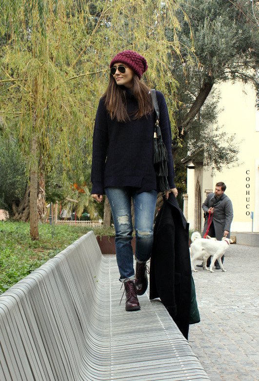 Black Jumper with Ripped Jeans for Fall