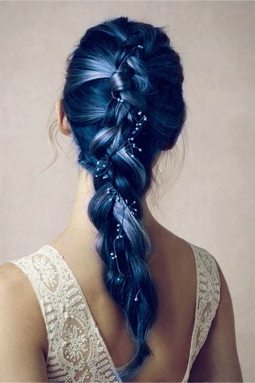 Blue Braided Ponytail Hairstyle