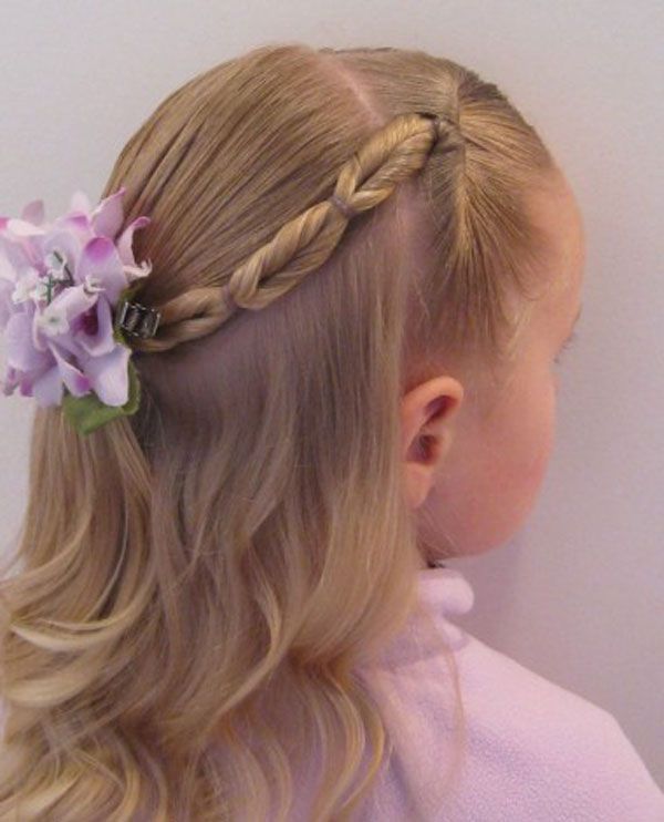 Braided Hairstyle With Flower for Kids