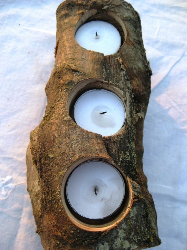 Candles inside the Log