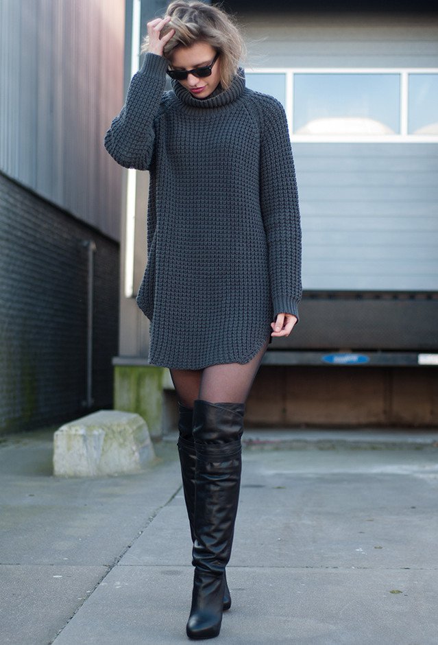 Casual-chic Outfit with Over-Knee Boots