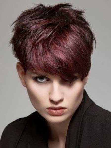 Cherry Red Messy Pixie Haircut