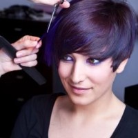 Colored Short Layered Haircut With Bangs