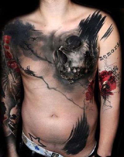 Creepy Chest Tattoo