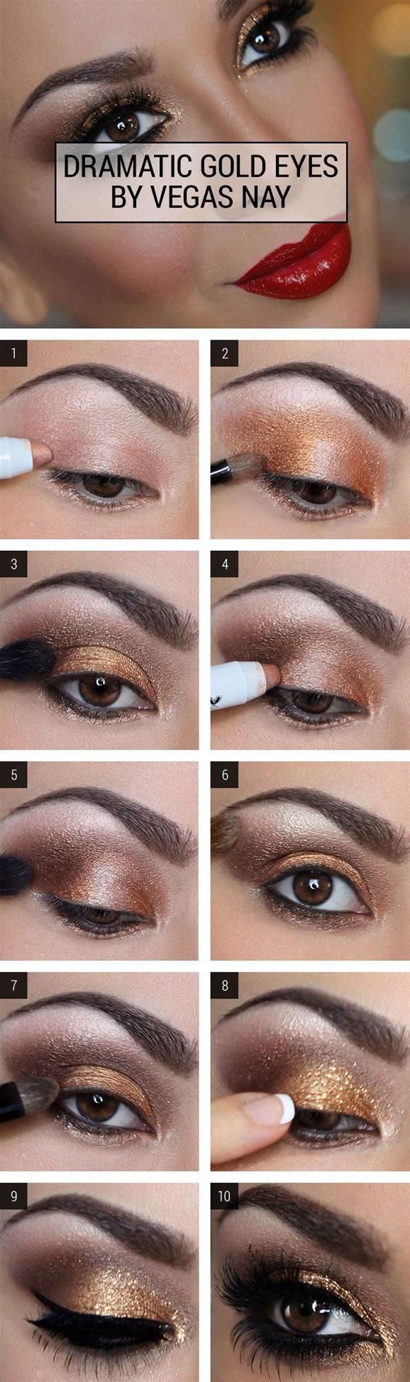 Dramatic Gold Eye Makeup