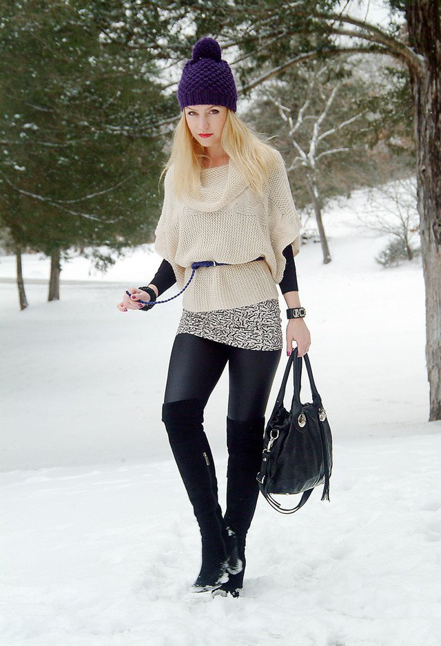 Fabulous winter Outfit With A Knitted Hat