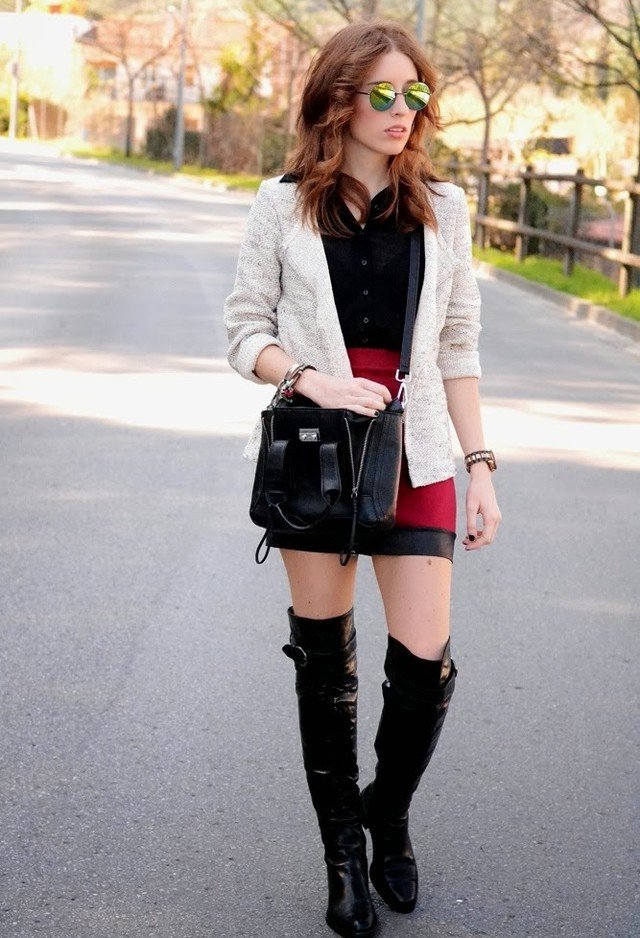 Fashionable Fall Outfit with High Boots