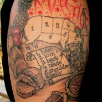 Funny Pig and Food Tattoo Design