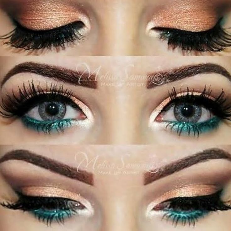Gold, Peach and Turquoise Eye Makeup