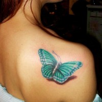 Green and Blue Butterfly Tattoo