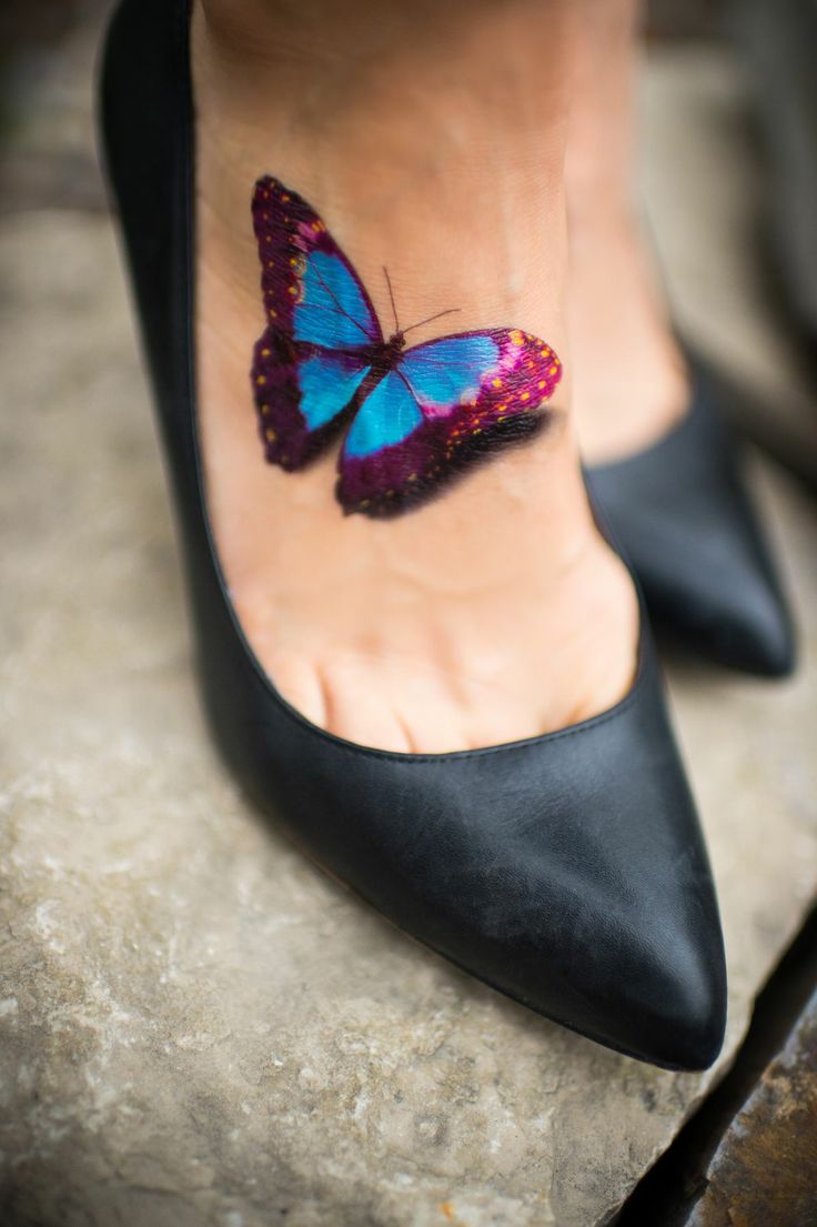 Instep Butterfly Tattoo