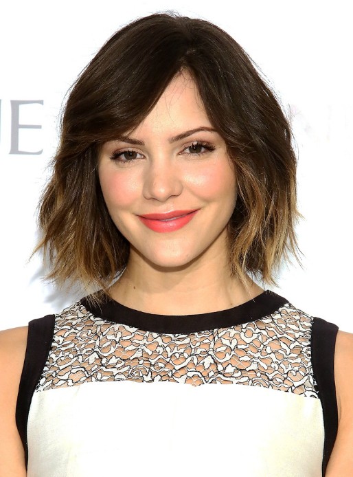 Katharine McPhee Short Ombre Bob Hairstyle with Bangs