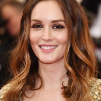 Leighton Meester Long Wavy Cut and Brown Smoky Eyes