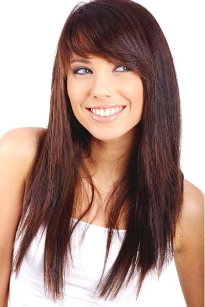 Long Straight Hairstyle With Side Bangs
