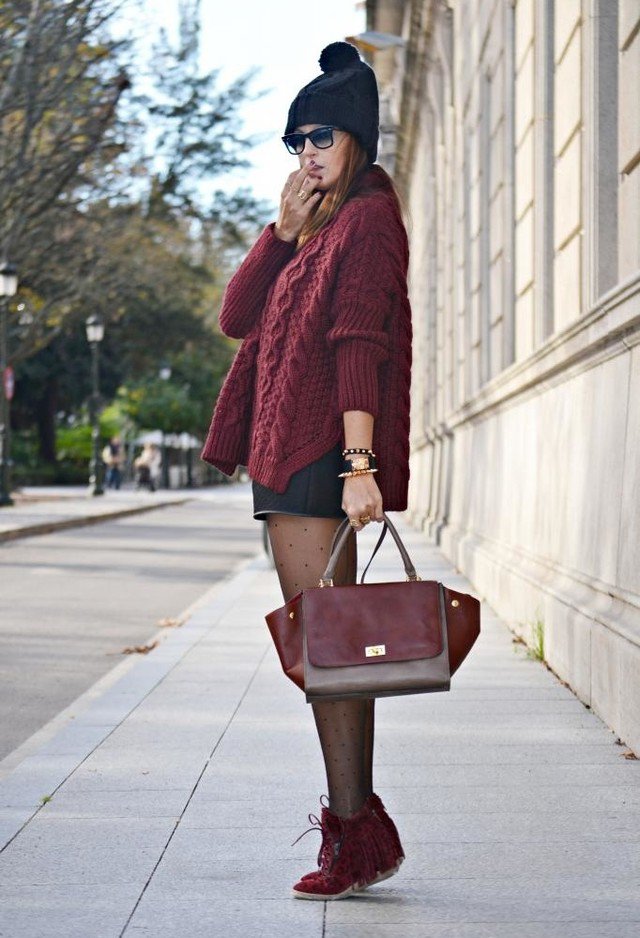Maroon Knitwear Outfit for Winter