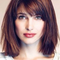 Medium Blunt Bob Haircut With Bangs
