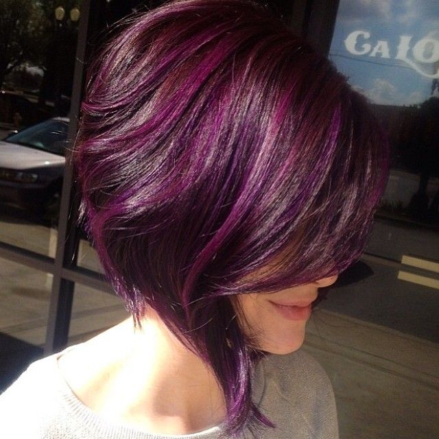 Medium Purple Hairstyle - Inverted Bob