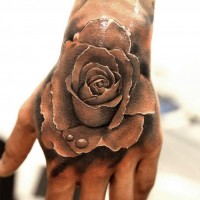Men Rose Hand Tattoo