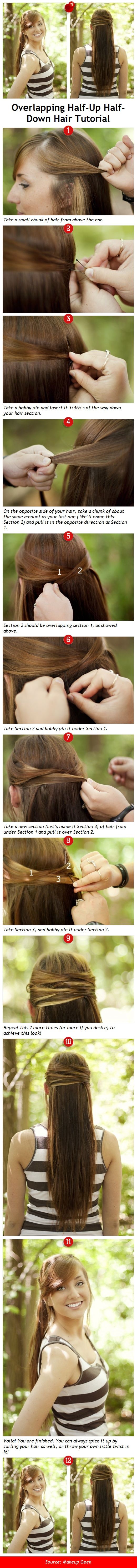 Overlapping Half Up Half Down Hairstyle Tutorial