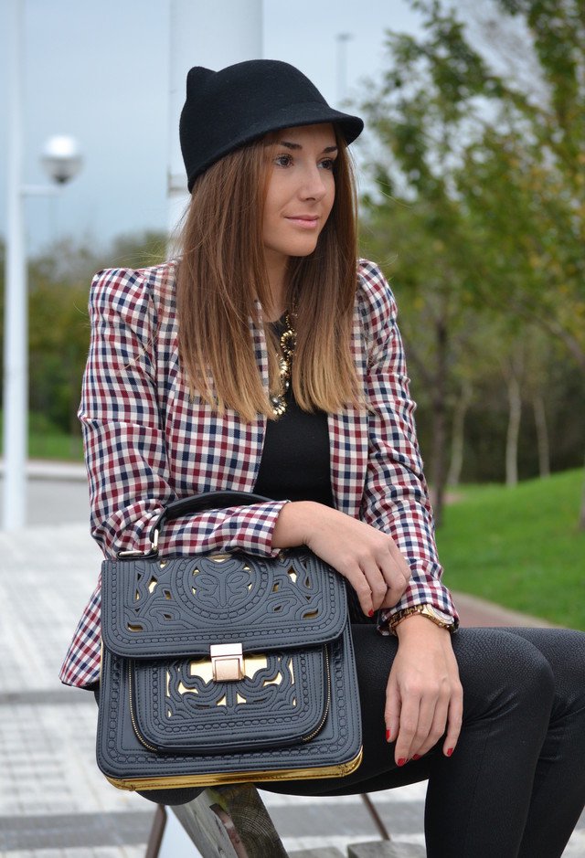 Plaid Outfit with a Hat