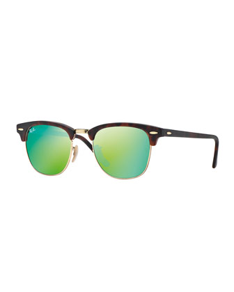 Ray-Ban Clubmaster Sunglasses with Green Mirror Lens