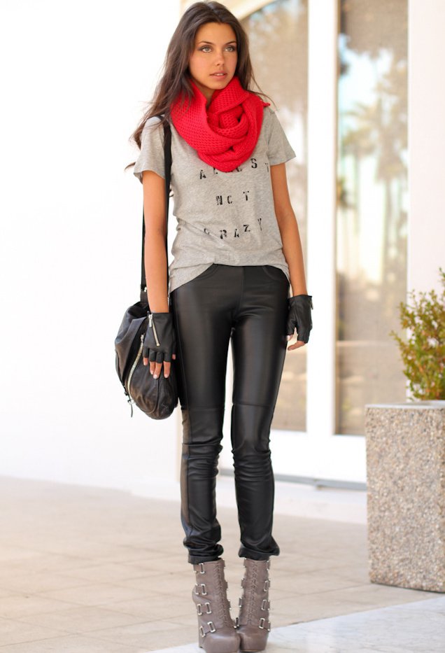 Red Scarf and Black Trousers