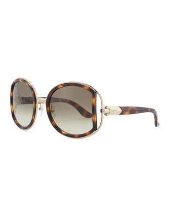Salvatore Ferragamo Round Sunglasses with Buckle Detail