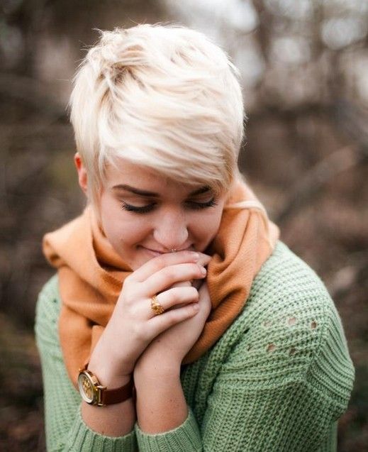 Short Pixie Hairstyle for Ash Blond Hair
