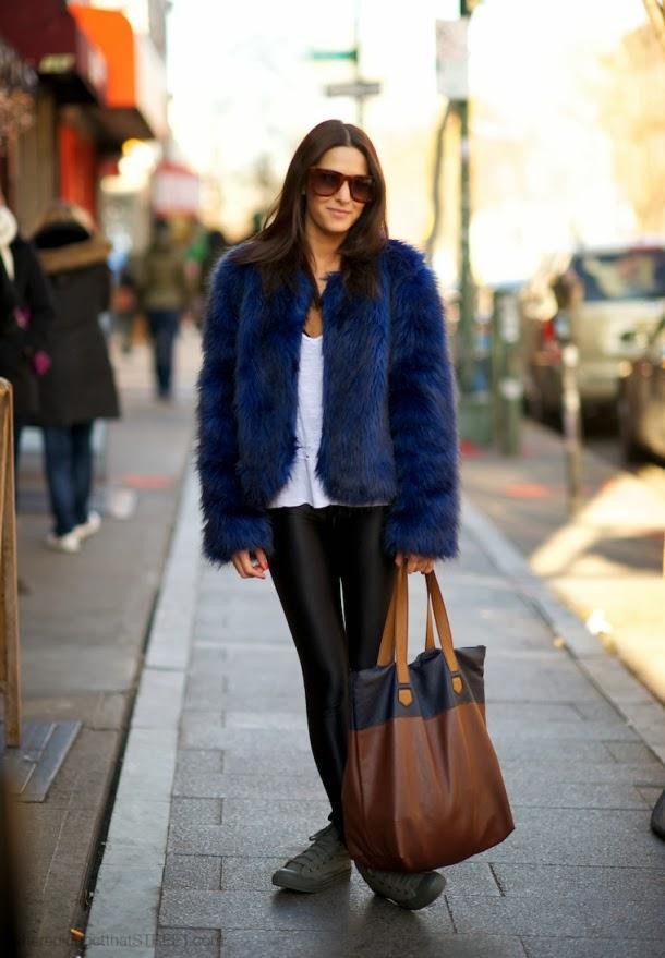 Stylish Blue Fur Coat Outfit for Fall