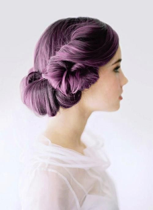 Twisted Bun Purple Hairstyle