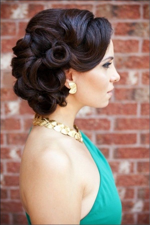 Vintage Bridesmaid Updo Hairstyle for Long Hair