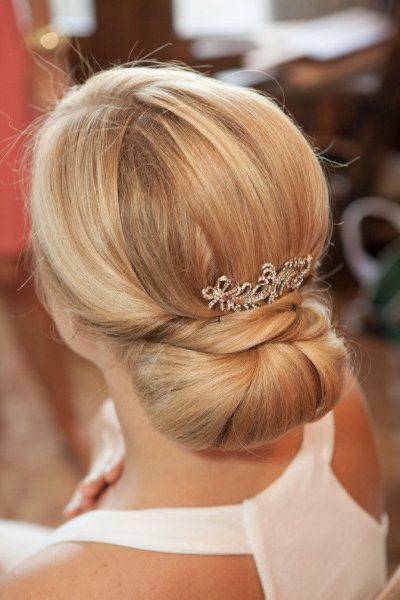 Voluminous Lower Updo Hairstyle with Hair Accessory