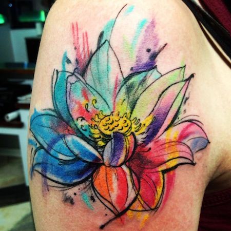 Watercolor Lotus Tattoo