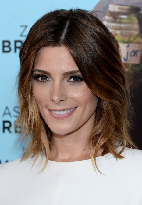 Ashley Greene Short Layered Ombre Bob Hairstyle for Women