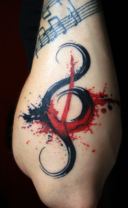Black and Red Music Tattoo