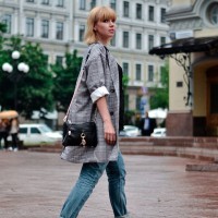Casual Outfit Idea with Tartan Coat