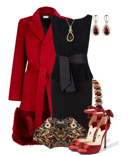 Chic Red and Black Outfit Idea for Party