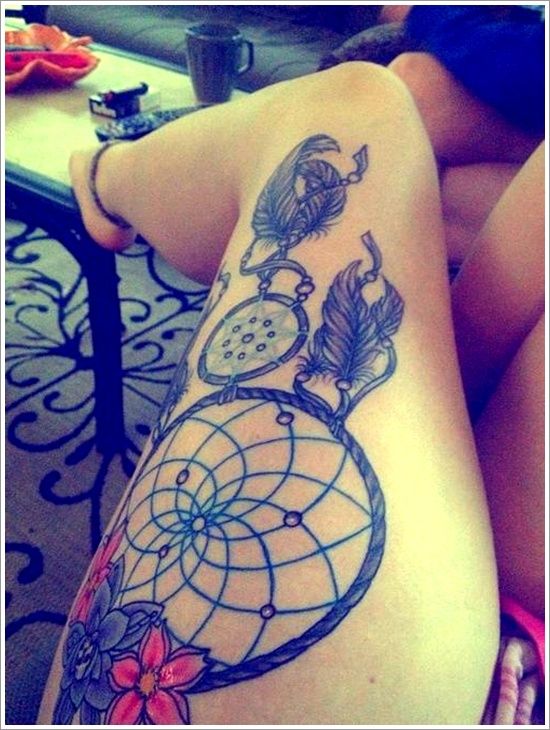 Dreamcatcher Tattoo on Thigh