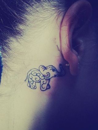 Elephant Tattoo Behind Ear