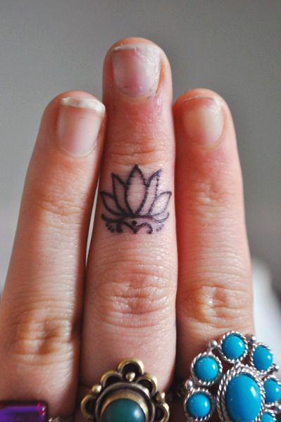 Finger Lotus Tattoo