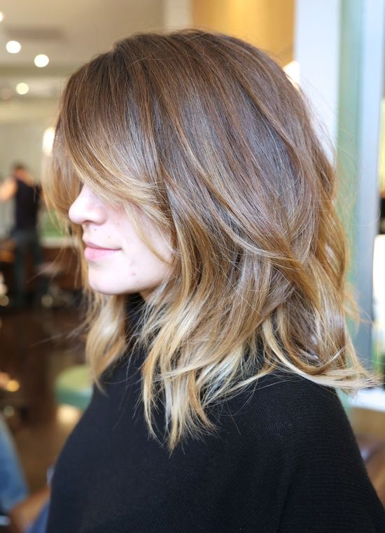 Long Layered Haircut With Bangs for Ombre Hair